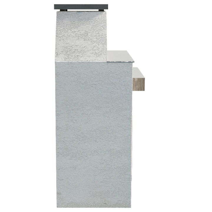 Cal Flame Laredo Outdoor Gas Fireplace with 16-gauge steel frame, Hardiebacker reinforcement, and brick-pattern firebox.