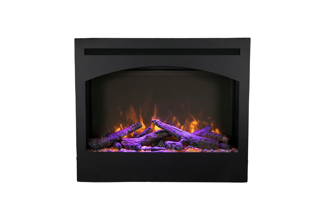 Amantii ZECL 3228 STL Electric Fireplace: Sleek modern wall-mounted design with energy-efficient heating element, customizable flame colors, and smart home technology for easy temperature control and ambiance adjustments.