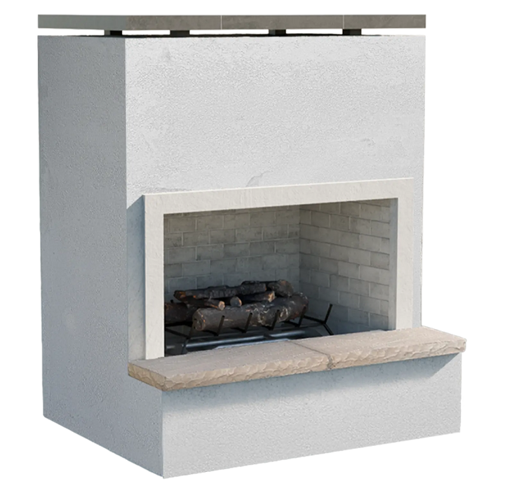 Cal Flame "Monterey" Outdoor Gas Fireplace w/ Front Mantel - Modern outdoor fireplace featuring refined finishes, inviting glow, and a 24" log set in a spacious footprint (48" W × 41" D × 59" H).
