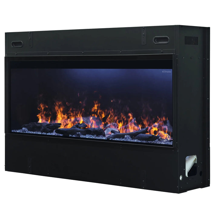 Dimplex Optimyst Linear Vapor Fireplace 46"-86" featuring patented vapor flame technology with hyper-realistic flames, multicolor effects, and smart controls for plug-in or hardwired installation in any room, zero-clearance design, no venting required.