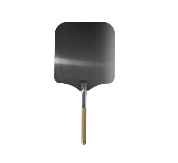 Green Mountain Grills Large Pizza Peel - A lightweight metal peel with a GMG-engraved wooden handle, designed for effortless pizza making and baking, featuring a smooth flat surface for easy loading and removing of pizzas and baked goods, ideal for outdoor cooking with the GMG Pizza Oven Attachment.