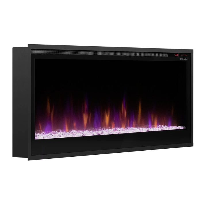Dimplex Multi-Fire SL Slim Linear Electric Fireplace, ultra-slim design for flush installations or wall mounting, featuring high-contrast flames, customizable media themes, and powerful heat output in 36"-60" sizes.