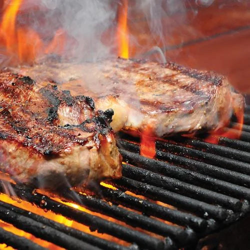 Primo Oval XXL 500 Charcoal Ceramic Kamado Grill features large oval design with two distinct cooking zones, 500 sq in surface area, stainless steel grates and efficient heat retention for versatile outdoor cooking.