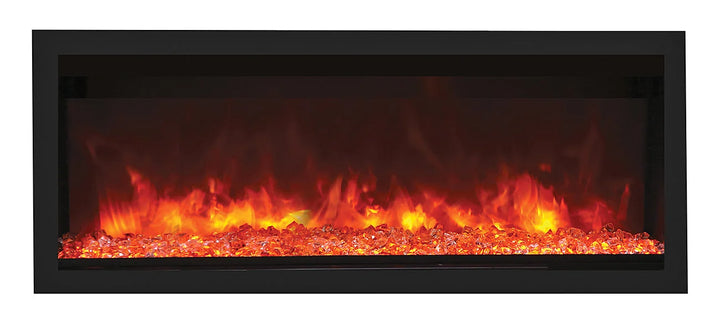 Remii Extra Tall Electric Fireplace - 18" high indoor/outdoor electric fireplace with black steel surround and multi-color LED light strips for customizable flame presentation in red, yellow, or orange colors.