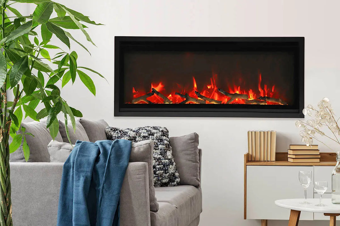 Remii WM-SLIM Smart Electric Fireplace-45"" showcases modern sleek design, realistic flames, and WiFi controls in 11 multi-color uplighting options for year-round use.
