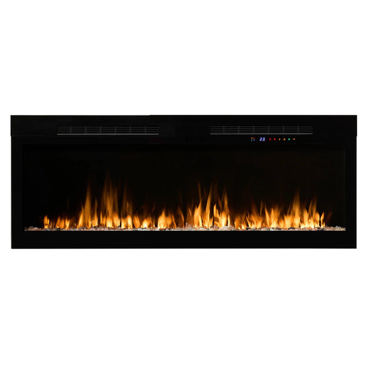Dimplex Vital Sense Linear Electric Fireplace features sleek contemporary design, customizable ambiance, and realistic flame display with 13 vivid colors and adjustable brightness settings for optimal mood enhancement in any room.