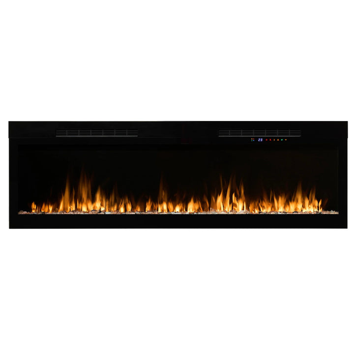 Dimplex Vital Sense 50"-74" Linear Electric Fireplace offers sleek design, customizable ambiance, and flexible controls for up to 1,000 sq. ft. heat or flame-only display with 13 vivid colors and adjustable brightness.