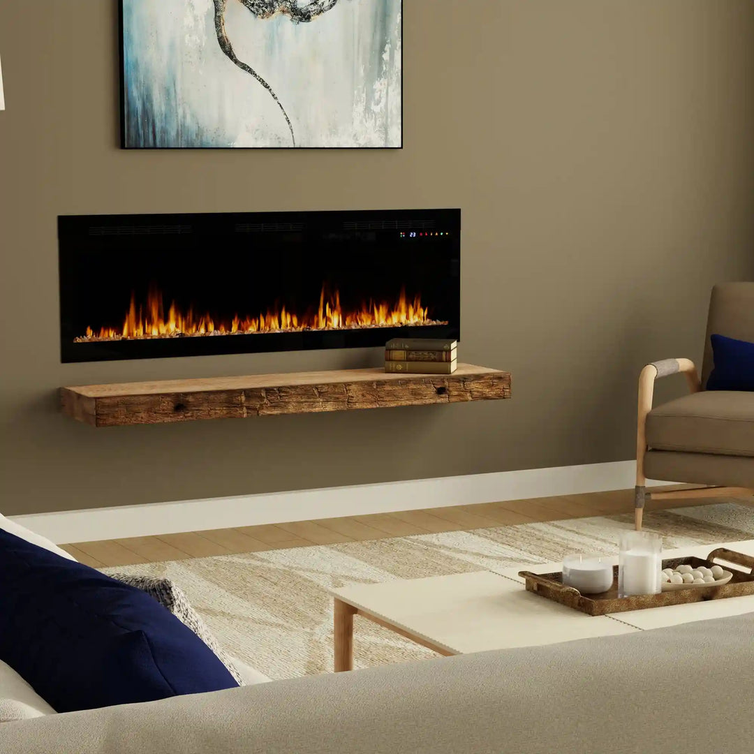 Dimplex Vital Sense Linear Electric Fireplace in sleek modern design, featuring recessed installation, customizable ambiance, and powerful fan-forced heat for up to 1,000 sq. ft.