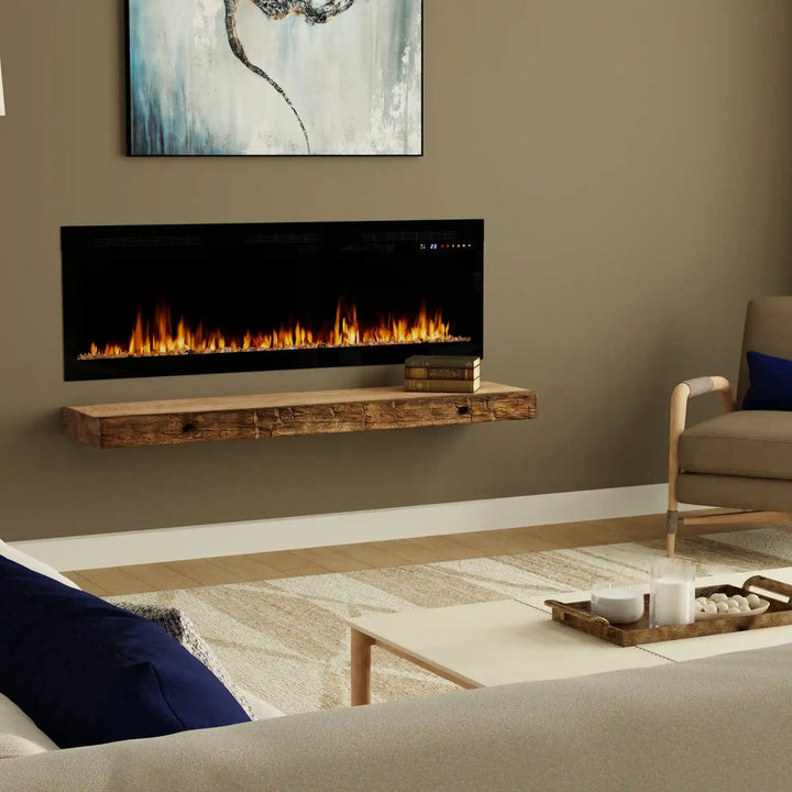 Dimplex Vital Sense Linear Electric Fireplace in sleek modern design, featuring recessed installation, customizable ambiance, and powerful fan-forced heat for up to 1,000 sq. ft.