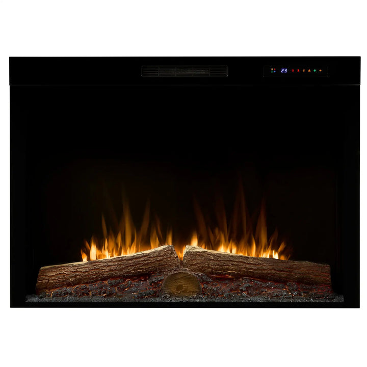 Dimplex Vital Spark 42" Built-in Electric Firebox features a grand flame display with 13 color options, molded logs, and ember bed for realistic warmth in expansive living areas up to 1,000 sq. ft., controlled via remote or smartphone app.