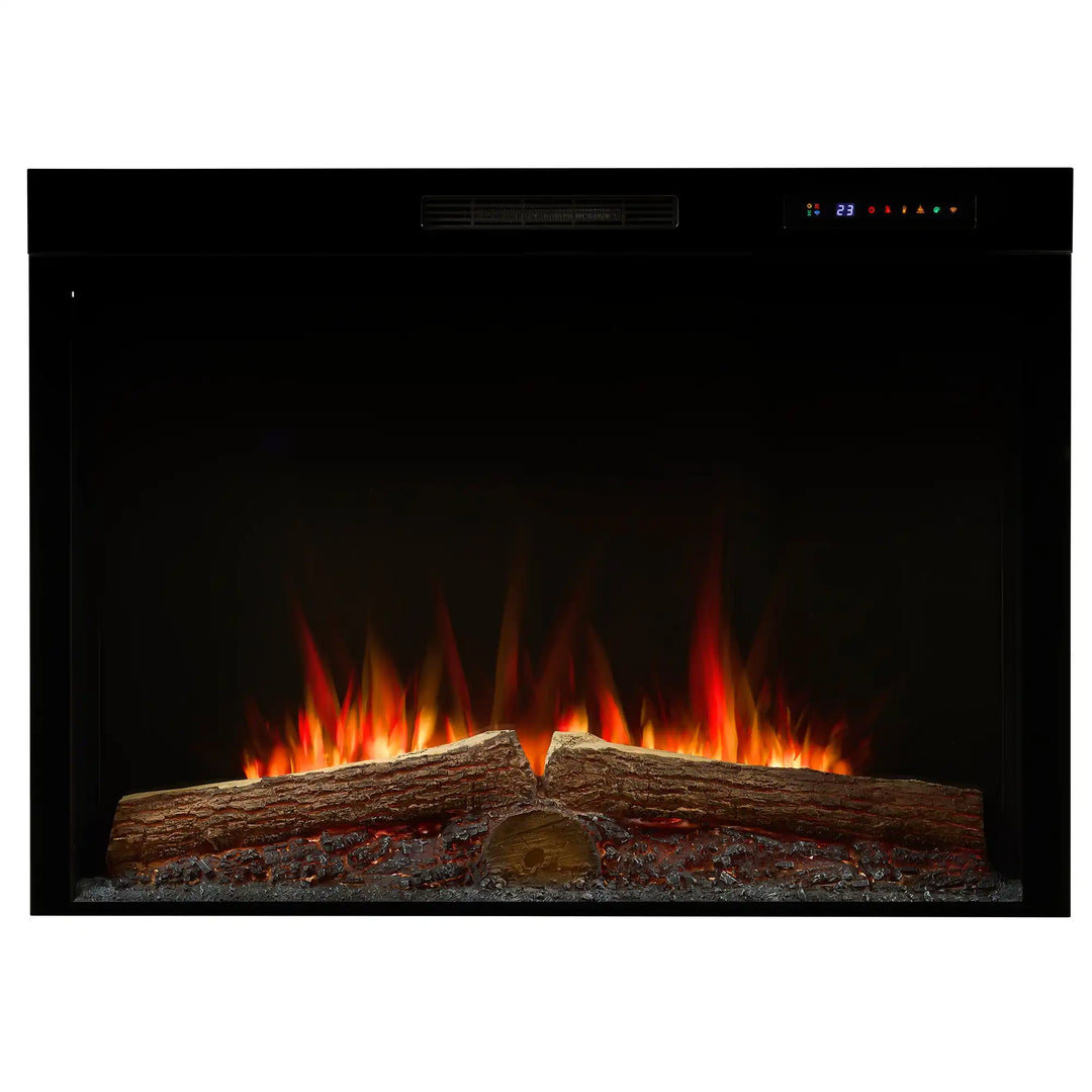 Dimplex Vital Spark 42" Electric Firebox - Large built-in flame display with molded logs and ember bed, featuring 13 colors, three speeds, and three brightness levels.
