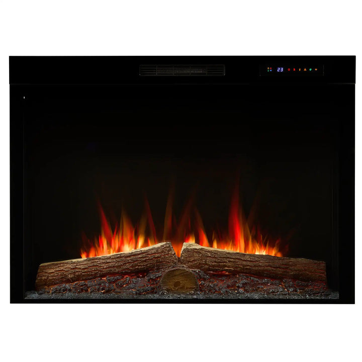 Dimplex Vital Spark 42" Electric Firebox - Large built-in flame display with molded logs and ember bed, featuring 13 colors, three speeds, and three brightness levels.