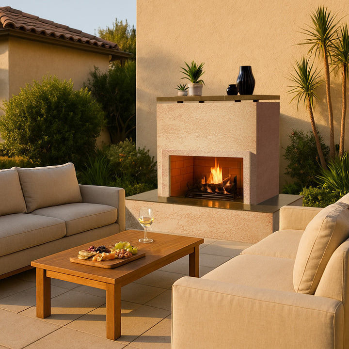 Cal Flame "Sahara" Outdoor Gas Fireplace w/ Wrap-around Mantel