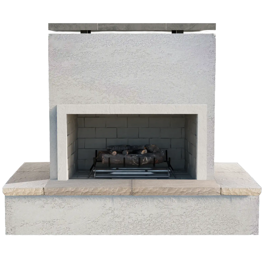 Cal Flame Sahara Outdoor Gas Fireplace with Wrap-around Mantel: Contemporary outdoor fireplace featuring a wrap-around bottom mantle, 22-inch Double Burner producing up to 90,000 BTUs, and a spacious footprint of 72 inches wide x 41 inches deep x 59 inches high.