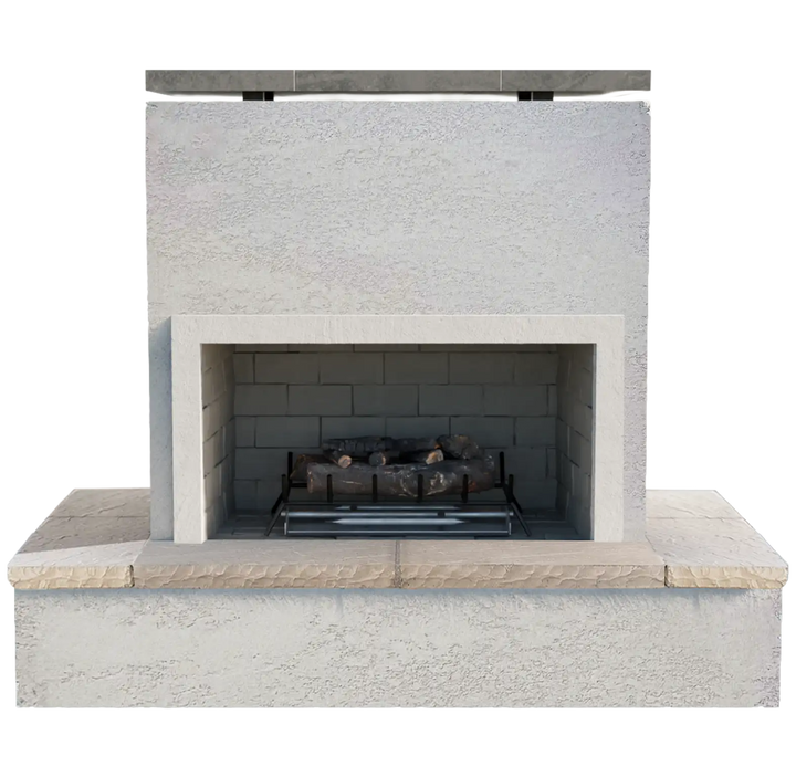 Cal Flame Sahara Outdoor Gas Fireplace with Wrap-around Mantel: Contemporary outdoor fireplace featuring a wrap-around bottom mantle, 22-inch Double Burner producing up to 90,000 BTUs, and a spacious footprint of 72 inches wide x 41 inches deep x 59 inches high.