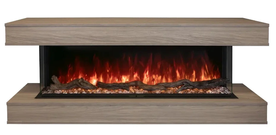 Modern Flames Cabinet System for Landscape Pro Multi Electric Fireplace, designed to house and beautifully finish your multi-sided electric fireplace with quick wall-mount installation and customizable wood finishes.