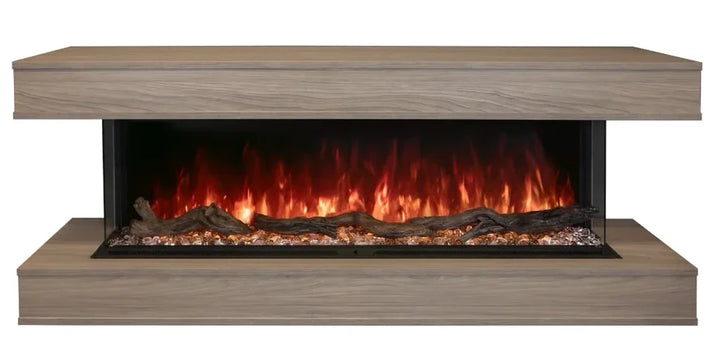 Modern Flames Cabinet System for Landscape Pro Multi Electric Fireplace, designed to house and beautifully finish your multi-sided electric fireplace with quick wall-mount installation and customizable wood finishes.