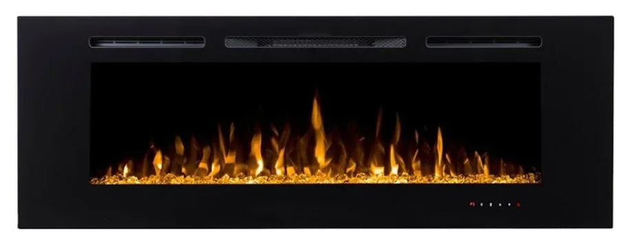 Modern Flames Challenger Series Recessed Electric Fireplace (50"-60") features low-energy LED flames in 10 vibrant colors, adjustable heat settings, and a sleek design for ambiance and warmth.