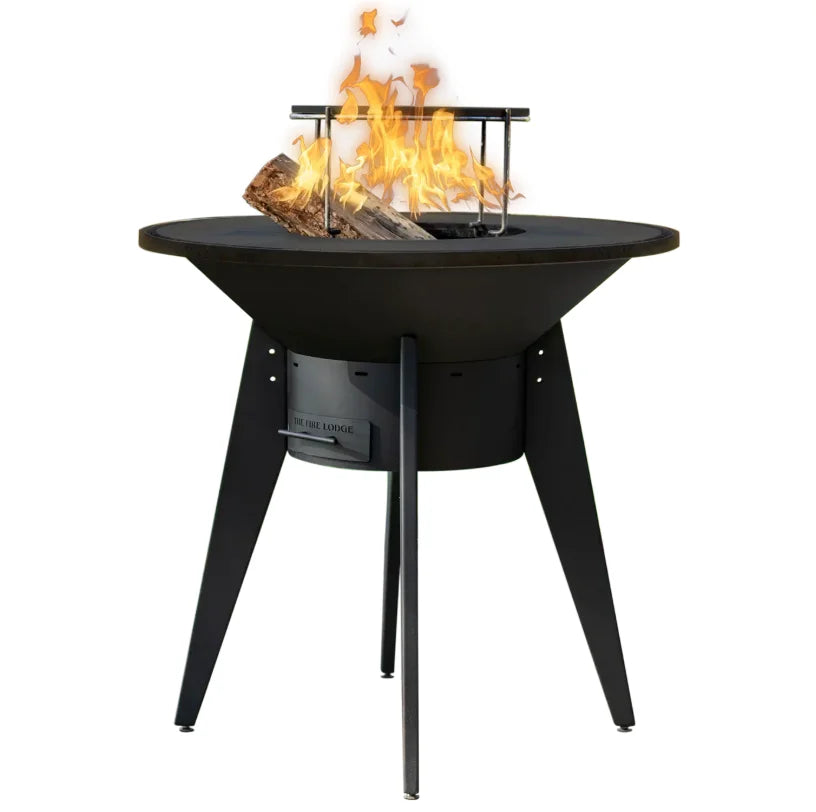 Videl USA The Mojave Wood Burning Grill featuring a distinctive round design, central orifice, and three cooking zones for versatile grilling and smoking.