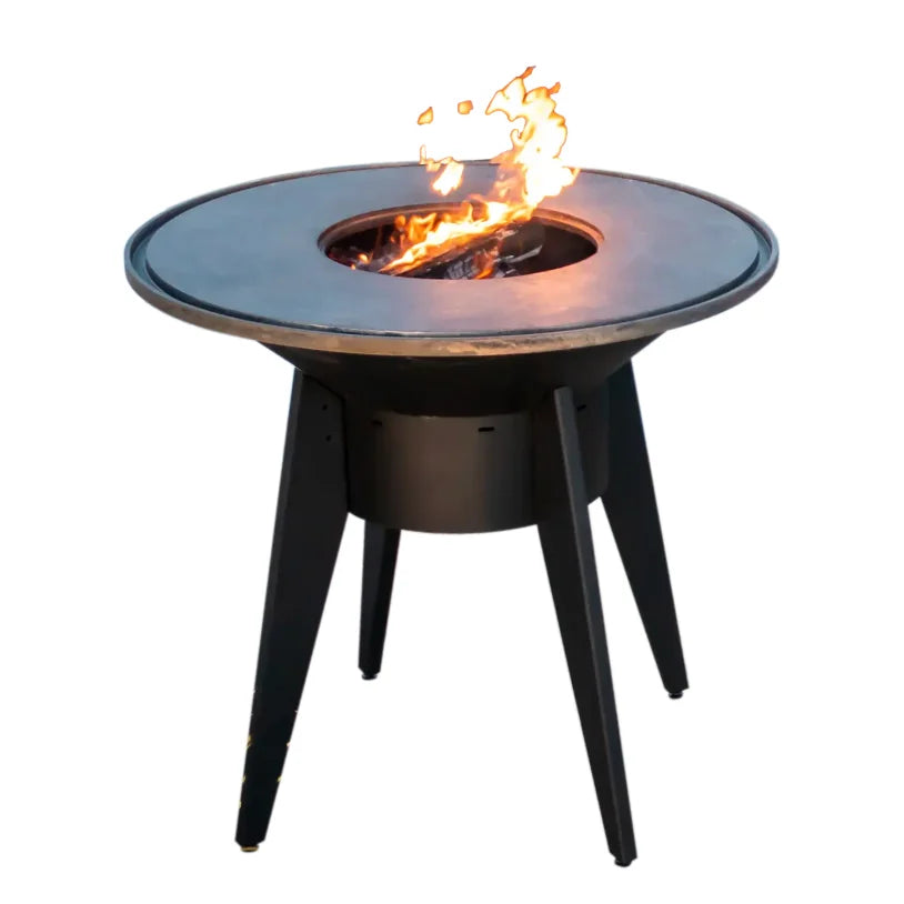 Videl USA The Mojave - Wood Burning Grill features a distinctive round shape, center-fired orifice, and three cooking zones for versatile grilling and smoking.