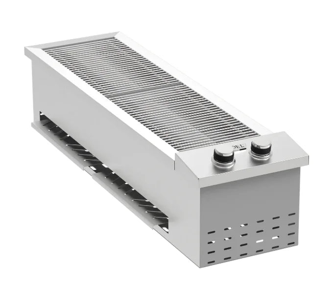 Videl USA Anza Double Burner Built-In Grill featuring two high-performance cast stainless steel Onyx Pro burners, durable 304 stainless steel construction, and CoolTouch knobs for safe operation.