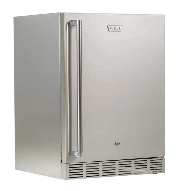 Videl USA Outdoor Premium Refrigerator - Weather-rated stainless steel outdoor refrigerator designed for hot, cold, or humid environments, featuring durable construction, spacious interior, and compact convenience for effortless beverage and food storage in outdoor kitchens and entertainment areas.