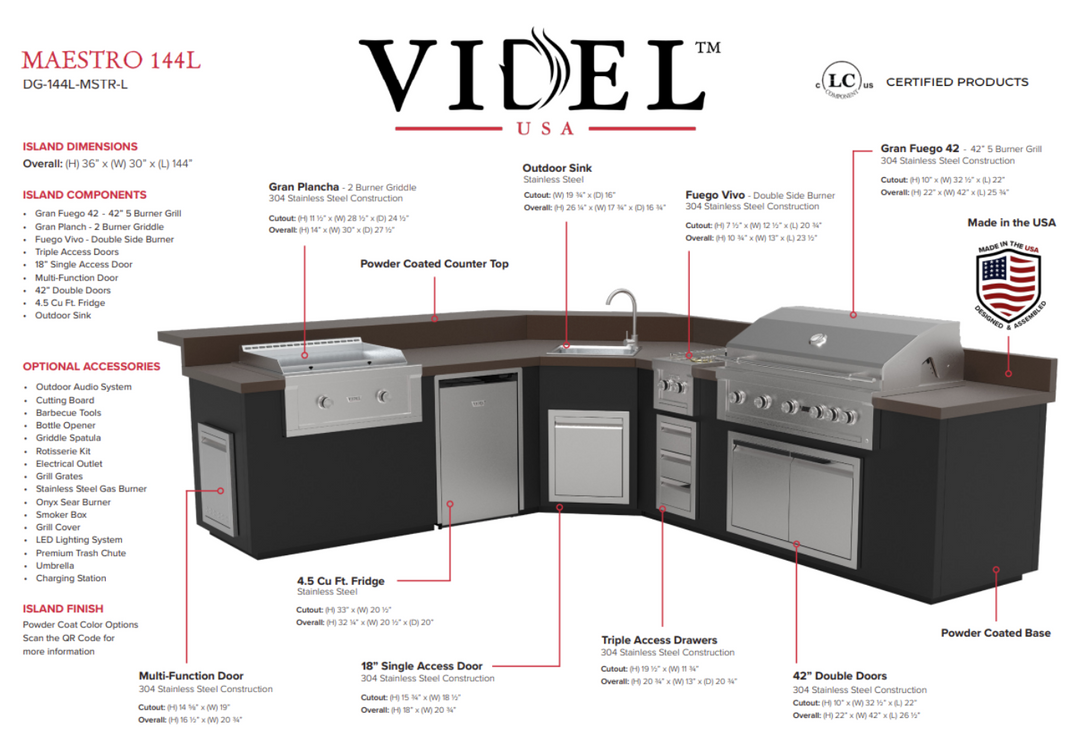 Videl USA Maestro 144" BBQ Island