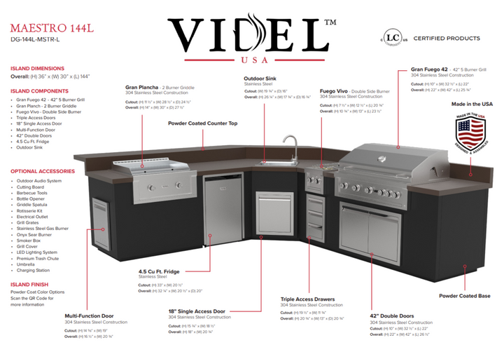 Videl USA Maestro 144" BBQ Island