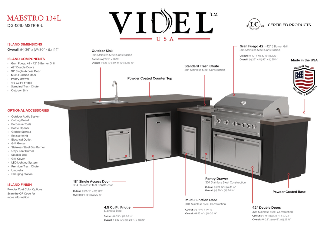 Videl USA Maestro 134" BBQ Island