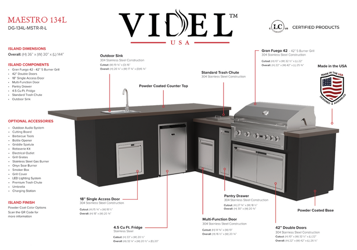 Videl USA Maestro 134" BBQ Island