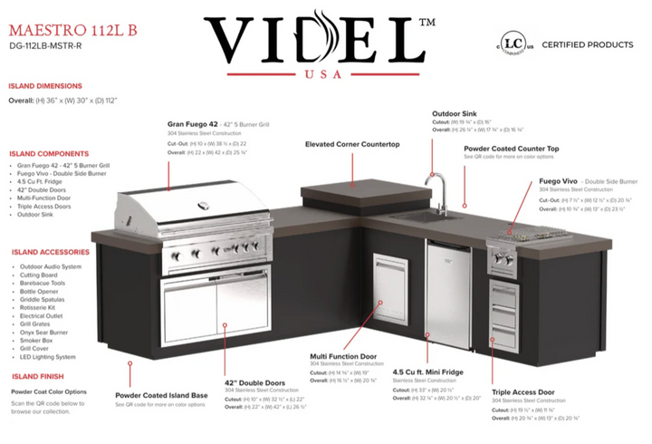Videl USA Maestro 112" BBQ Island
