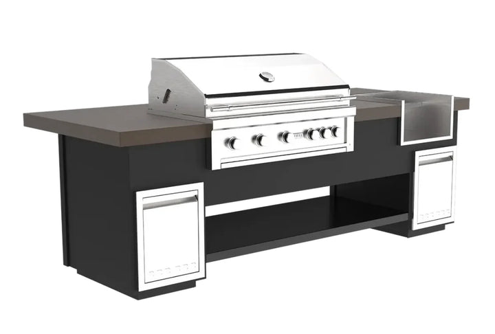 Videl USA Maestro 108" BBQ Island, luxury outdoor cooking station with Gran Fuego 42 Grill, integrated Margarita Center, and premium storage options in sleek 304 stainless steel design.
