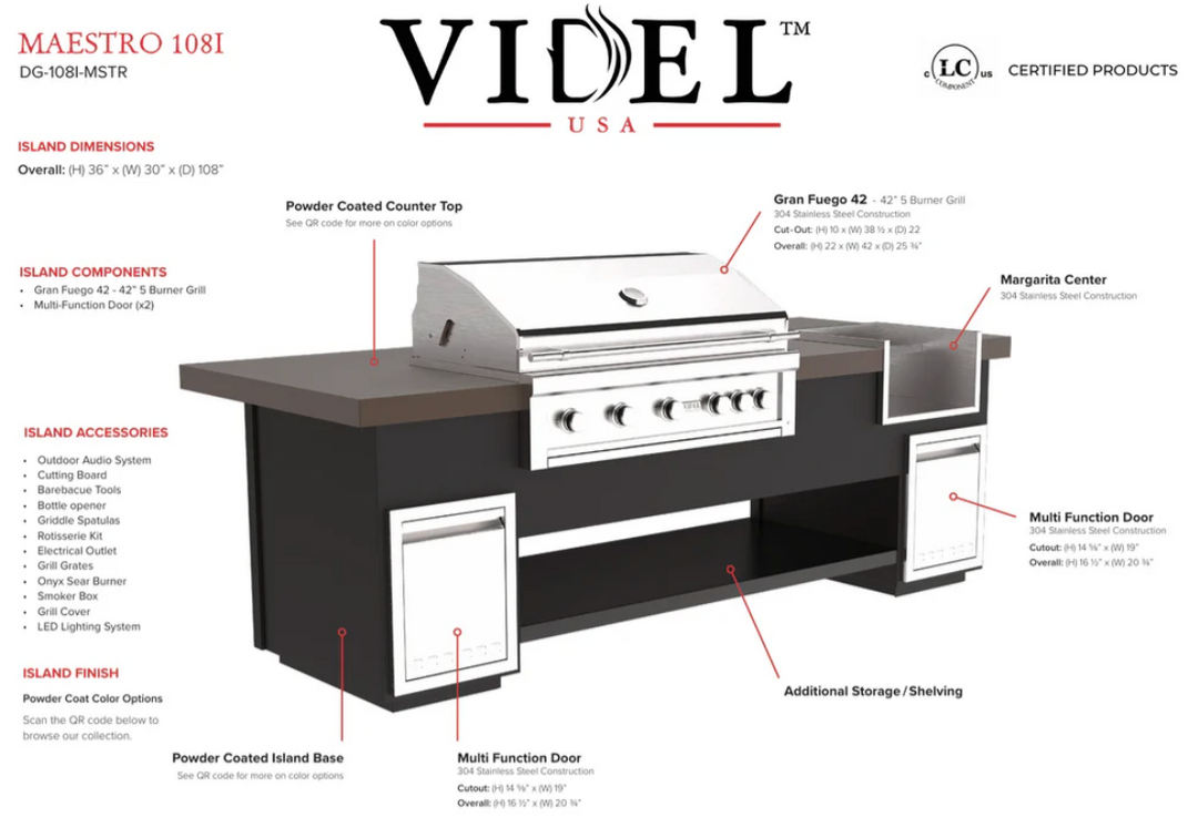 Videl USA Maestro 108" BBQ Island