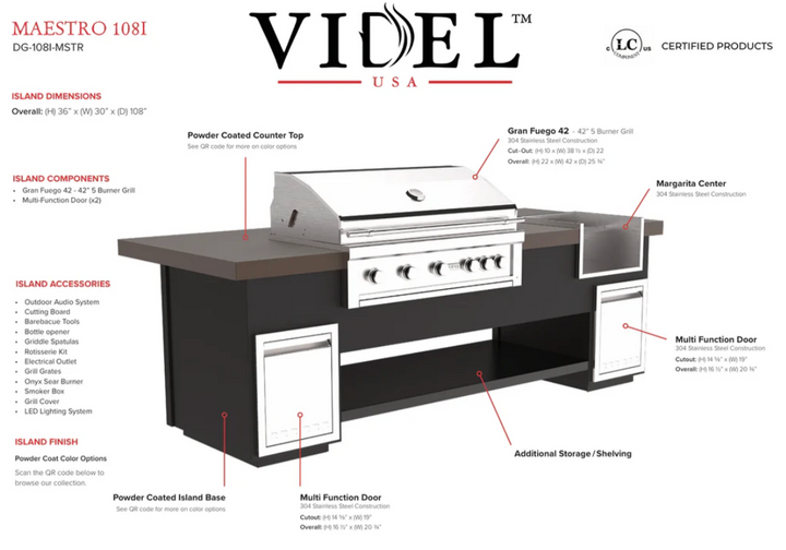 Videl USA Maestro 108" BBQ Island