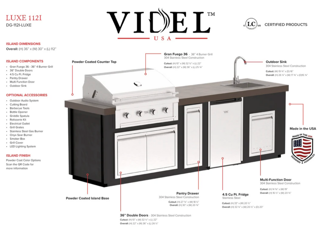 Videl USA Luxe 112" - BBQ Island