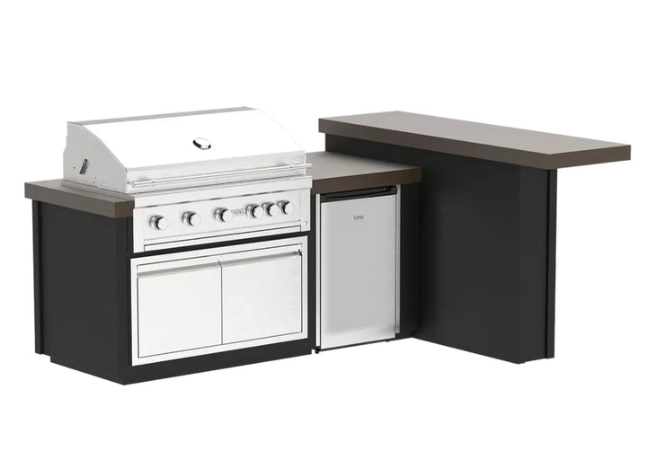 Luxe 96" Outdoor Kitchen BBQ Island featuring Gran Fuego 42 Grill with HeatWave Chamber, infrared burner, and CoolTouch Knobs, accompanied by stainless steel 42" Double Access Doors for storage.