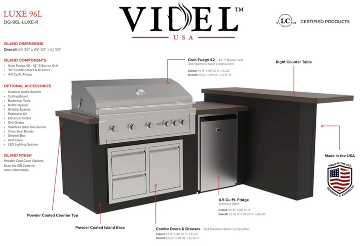 Videl USA Luxe 96"  - BBQ Island