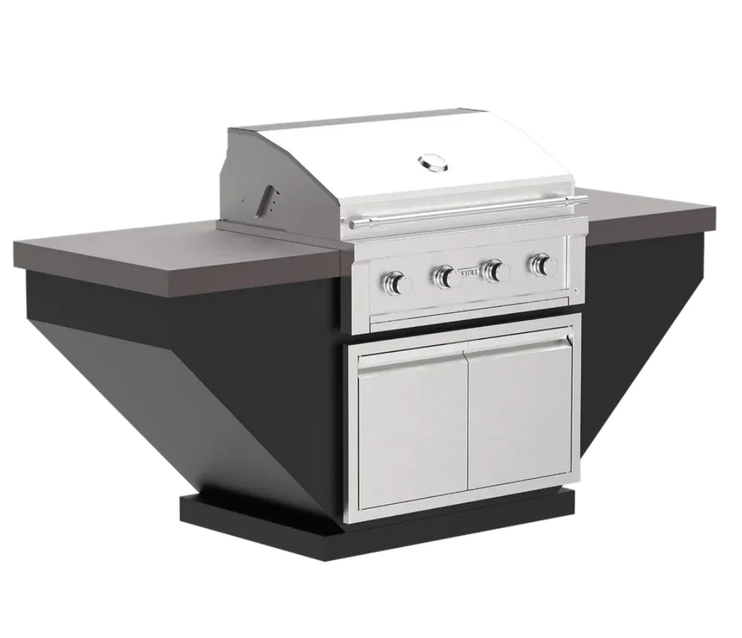 Luxe 84I Legacy BBQ Island featuring premium Gran Fuego 36 Grill with HeatWave Chamber and CoolTouch Knobs, accompanied by sleek stainless steel 36" Double Access Doors and integrated LED lighting.