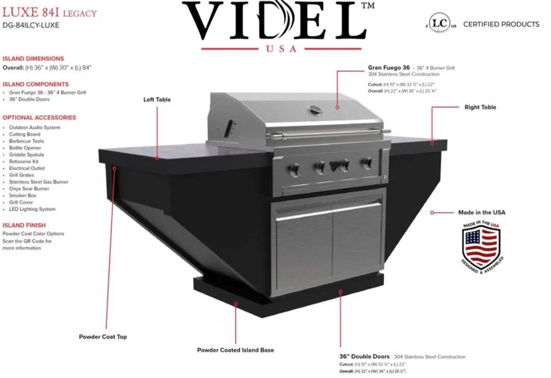 Videl USA Luxe 84" Legacy - BBQ Island