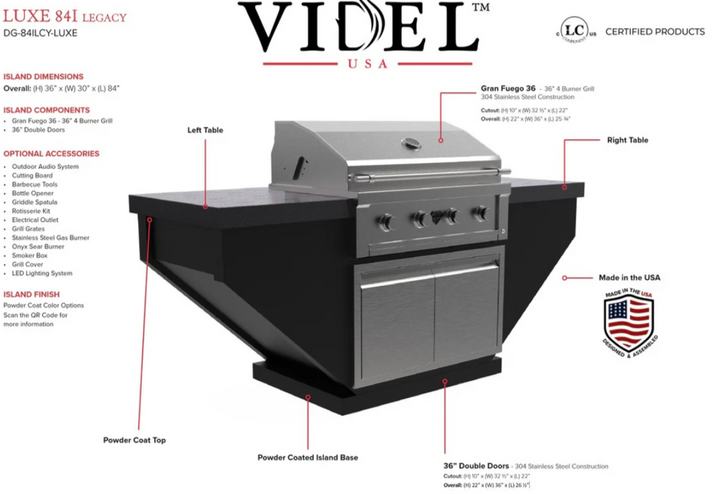 Videl USA Luxe 84" Legacy - BBQ Island