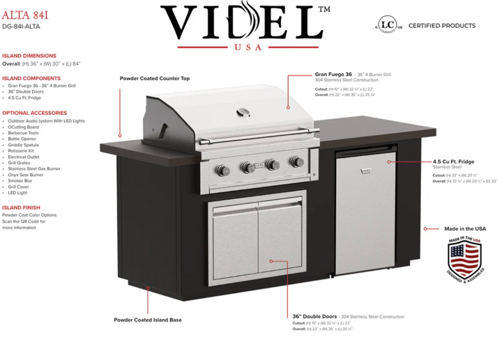 Videl USA Alta 84"- BBQ Island
