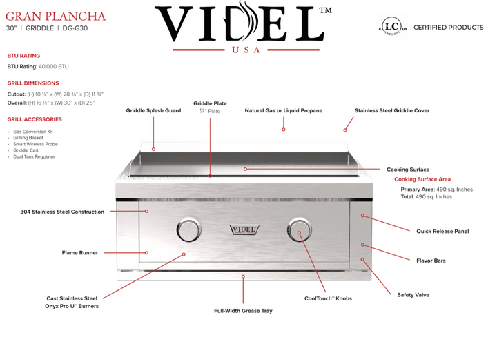 Videl USA Alta 60" - Griddle Island