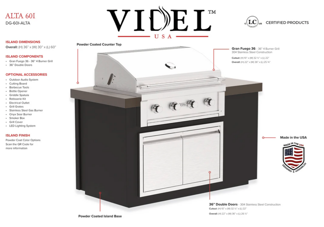 Videl USA Alta 60" - BBQ Island