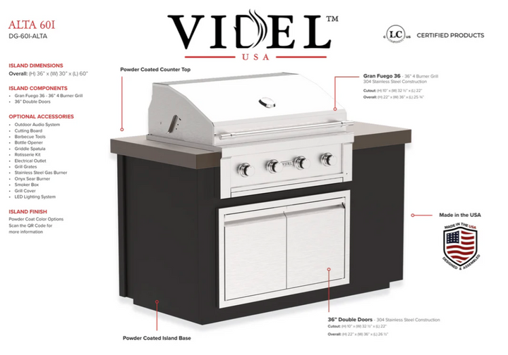 Videl USA Alta 60" - BBQ Island