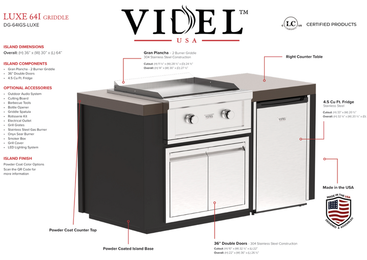 Videl USA Luxe 64" - Griddle Island