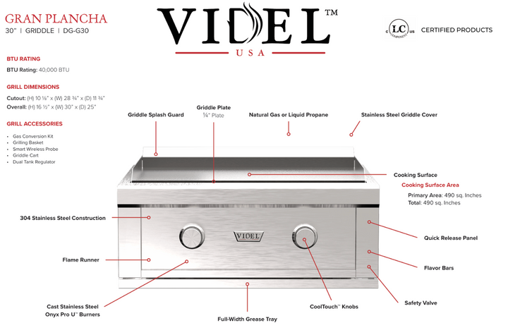 Videl USA Luxe 64" - Griddle Island