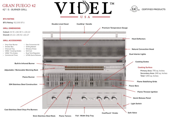 Videl USA 42" Gran Fuego