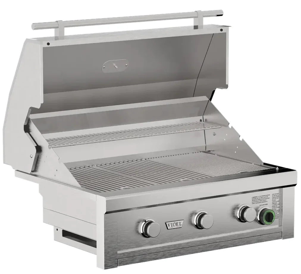 Videl USA 36" Commercial Premium Grill features three Onyx Pro Burners producing 51,000 BTUs, HeatWave Chamber for even heat distribution, and premium weather-ready 304 stainless steel construction with advanced chef-focused features for professional-grade grilling results.
