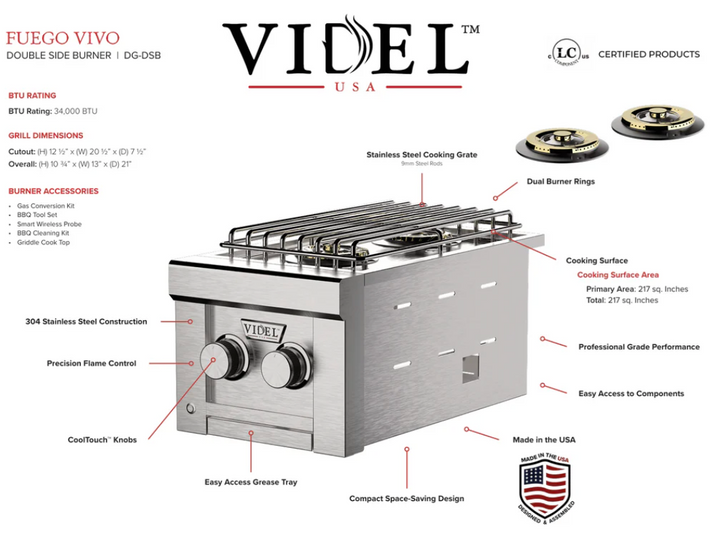 Videl USA Fuego I - Double Side Burner