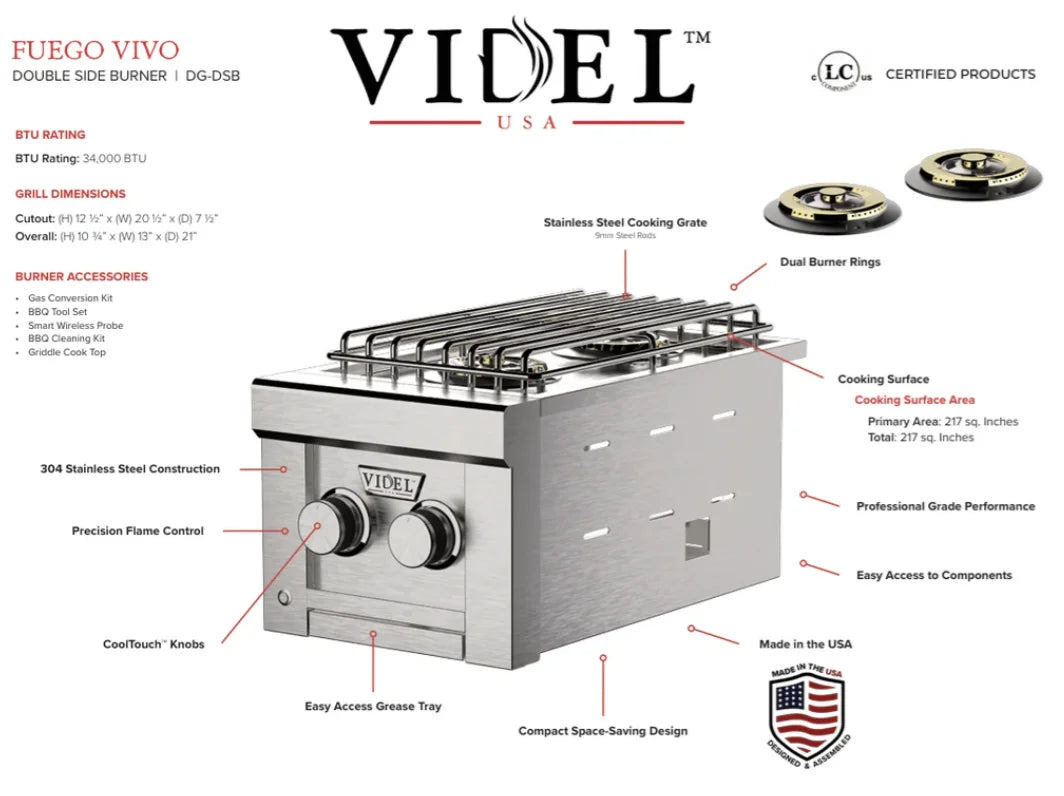 Videl USA Grill Signature Collection 3: Luxury outdoor kitchen island featuring 304 stainless steel construction, modular Knock Down design for effortless installation, and premium performance from Gran Fuego 36 Grill with HeatWave Chamber and CoolTouch Knobs.